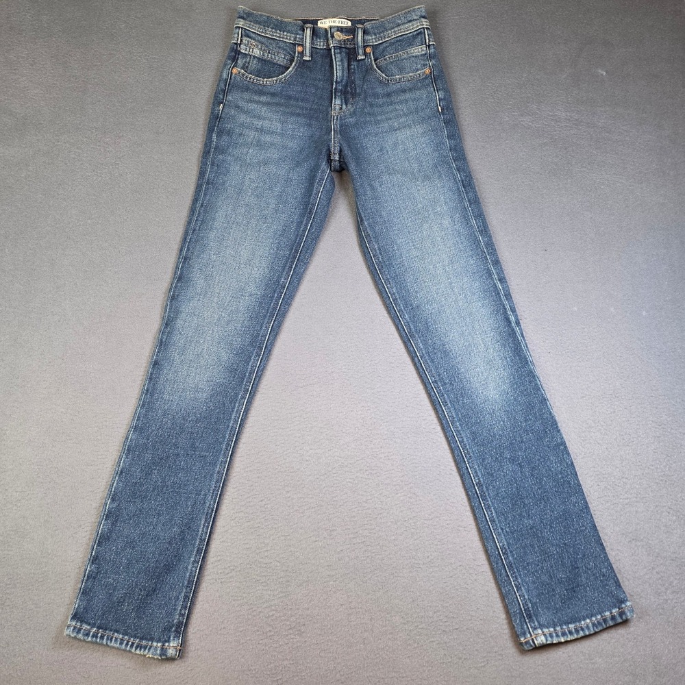 Free People We The Free Jeans Womens 24 Blue Straight Leg High Rise Denim